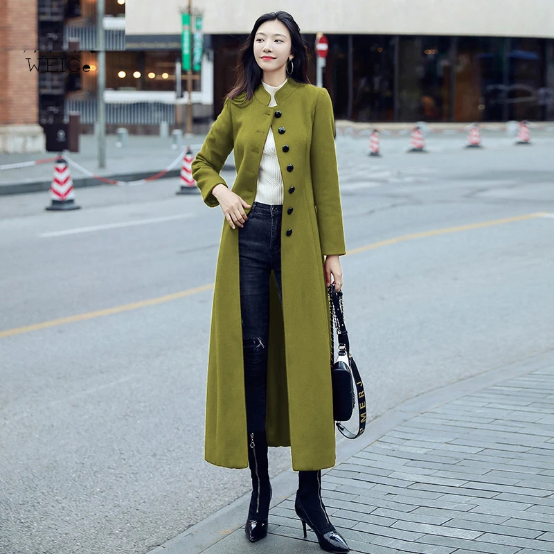 

Temperament Woolen Coat Women Clothing 2020 New Autumn Winter Korean Mid-Length Fashion Retro Stand-up Woolen Jacket Female A398