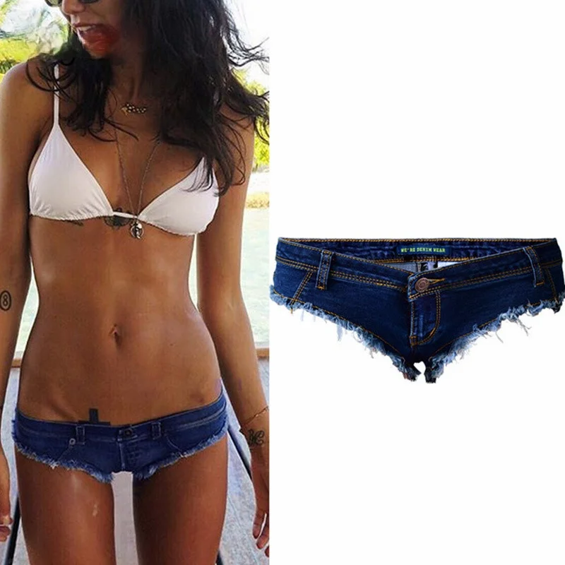 

FAKUNTN Sexy Micro Denim Shorts Fashion Beach Mini Shorts Women Low Waist Summer Jeans Short 2018