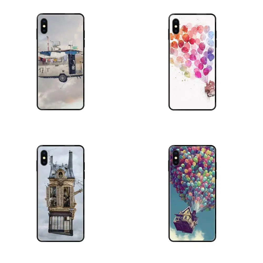 Мягкий ТПУ Черный Стильный чехол Pixar Up Flying House для Redmi Note 4 5 5A 6 7 8T 9 9S Pro Max | Мобильные