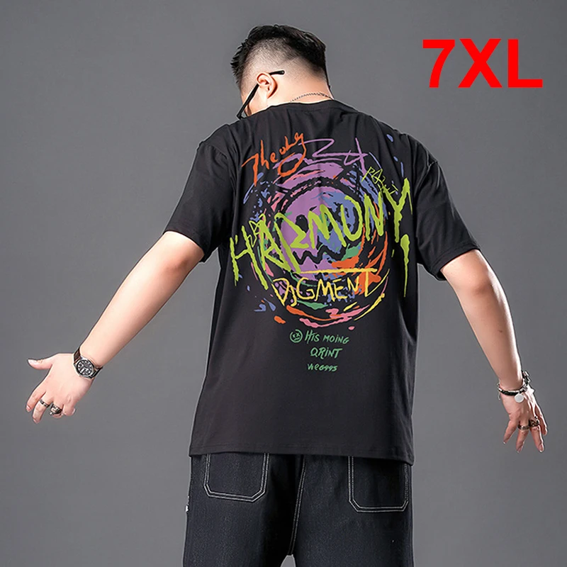 

2021 Summer T-shirt Men Fashion Streetwear Graffiti Print Tshirt Casual Short Sleeve Shirts Male Tops Tees Plus Size 7XL HA245