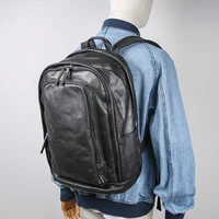 aetoo mens leather trendy backpack casual first layer leather mens travel bag large capacity backpack computer bag school