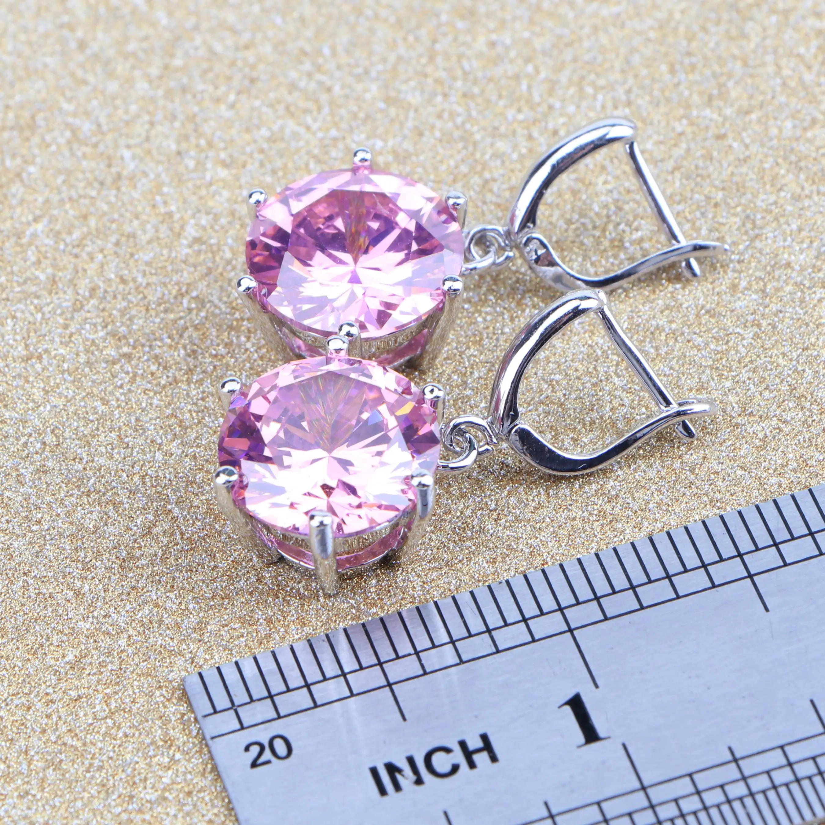 Набор свадебных украшений из серебра 925 пробы набор с розовым цирконием кулон