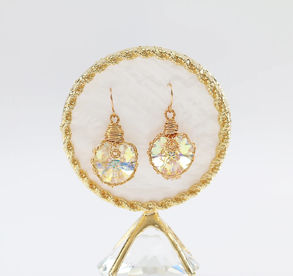 

LANFLORA handmade Crystal earrings copper alloy earrings flowers free shipping