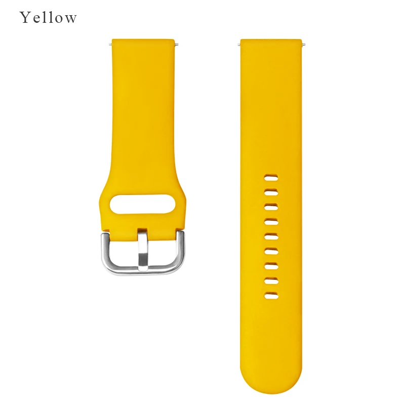 Yellow Силиконовый ремешок BOORUI для браслета Huami Amazfit Bip 20/22 мм для samsung Galaxy watch Active Band с модными цветами - Цвет: Yellow