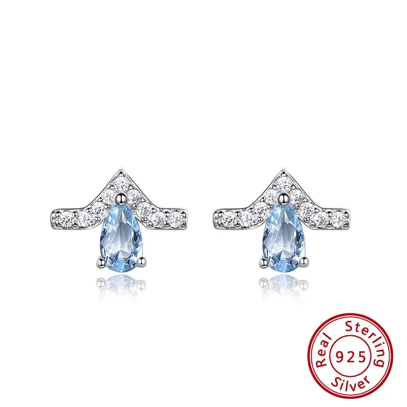 ORSA JEWELS твердые 925 пробы серебряные серьги-гвоздики для женщин подлинный голубой топаз роскошные женские ювелирные изделия VSE05 - Цвет камня: VSE12