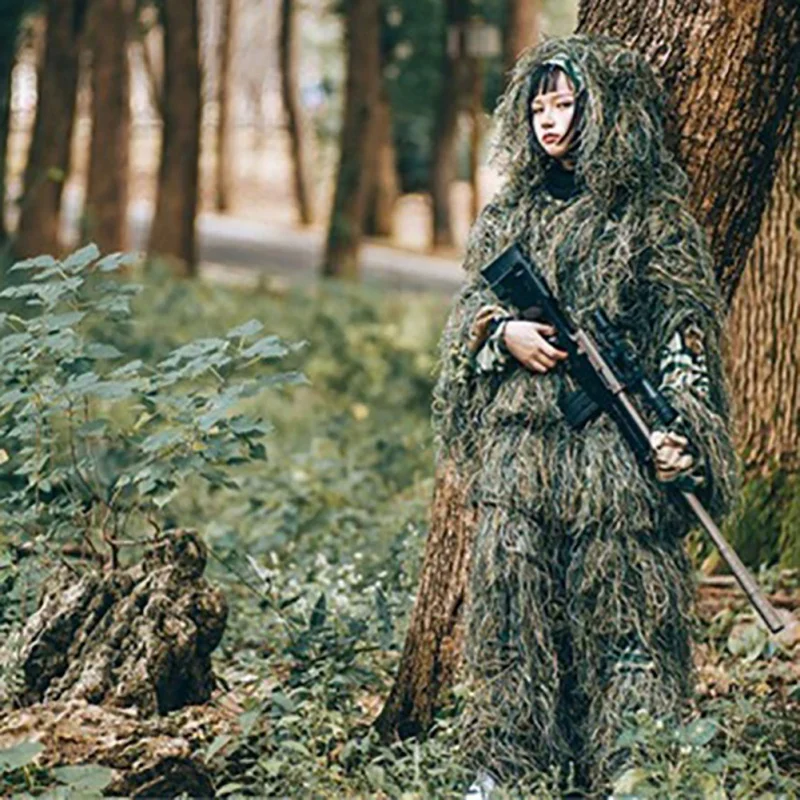 

Children's Geely Suit Sniper Jungle Camouflage Stealth Cloth Kids Hunting Tactical Invasive Coat Maple Leaf Bionic Ghillie Suit