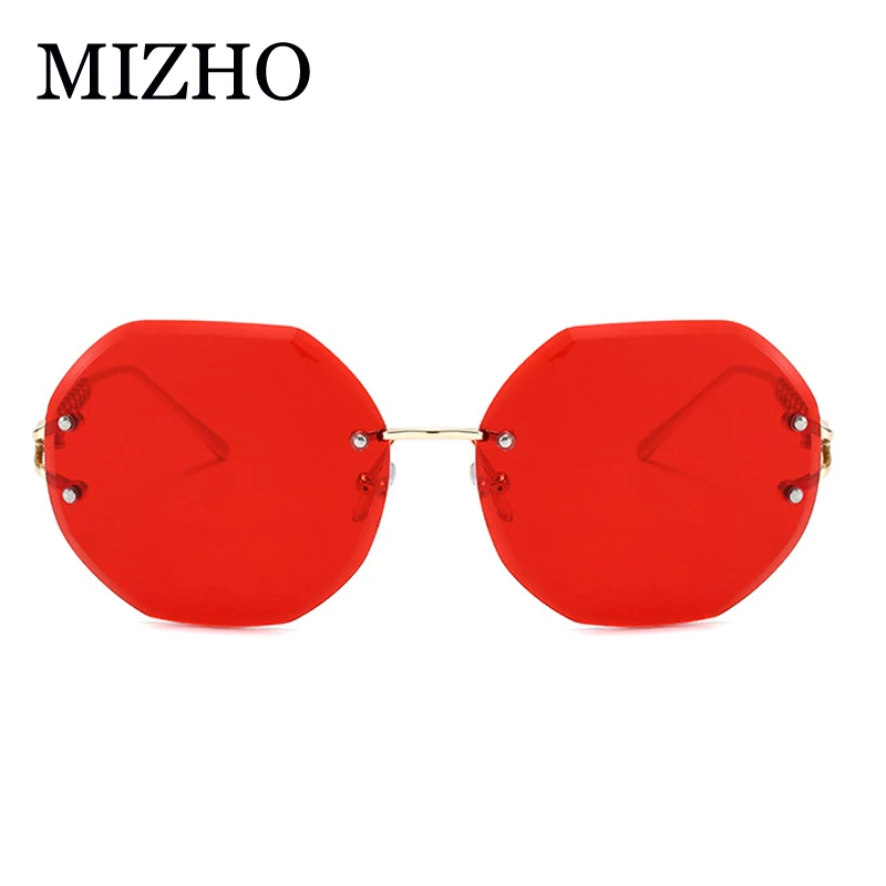 

MIZHO 2022 New Irregular Rimless Sunglasses Women Oval Brand Designer Alloy Frame Gradient Sun Glasses Fashion Female Clear
