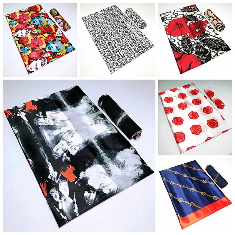 

African organza silk wax ankara 2021 satin fabric 4 yards organza wax printed for dress 2 yards satin silk fabric