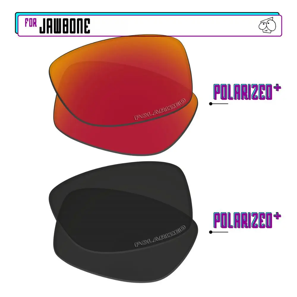 EZReplace Polarized Replacement Lenses for - Oakley Jawbone Sunglasses - BlackPPlus-RedPPlus