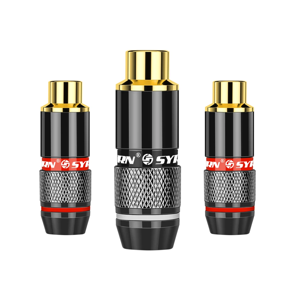 

16Pcs Hight Quality Hifi RCA Jack Gold Plated 6mm Male Double Self-Locking Lotus Wire Connectors Audio Adapter Cable black&red