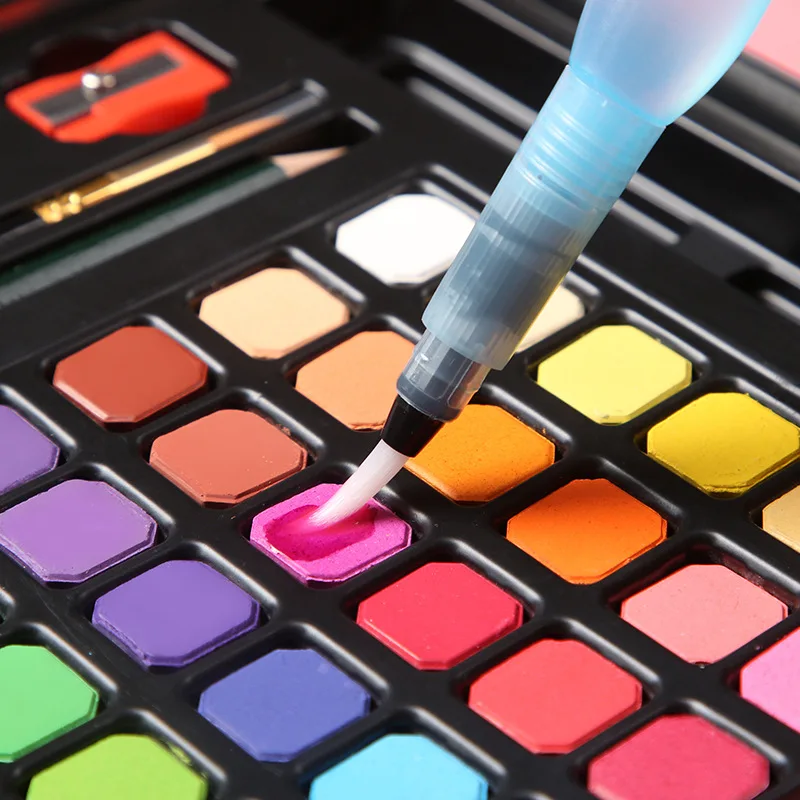 Juego de caja de lata de pintura de acuarela s&oacute;lida creativa de 36,48 colores para principiantes, suministros de arte, pintura Gouache-1
