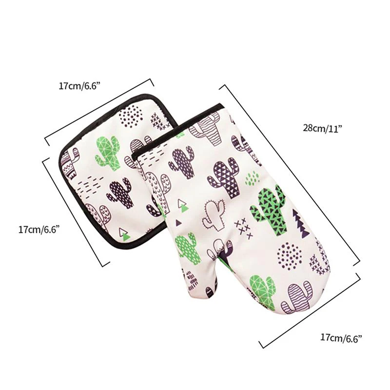

1set Hot Oven Mitts Baking Microwave Glove Potholder Mitts Kitchen Potholder Mat For BBQ Insulation Gloves