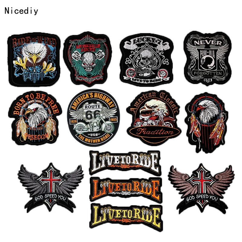Нашивки Nicediy в стиле панк с вышивкой виде черепа для езды на велосипеде|Заплатки| |