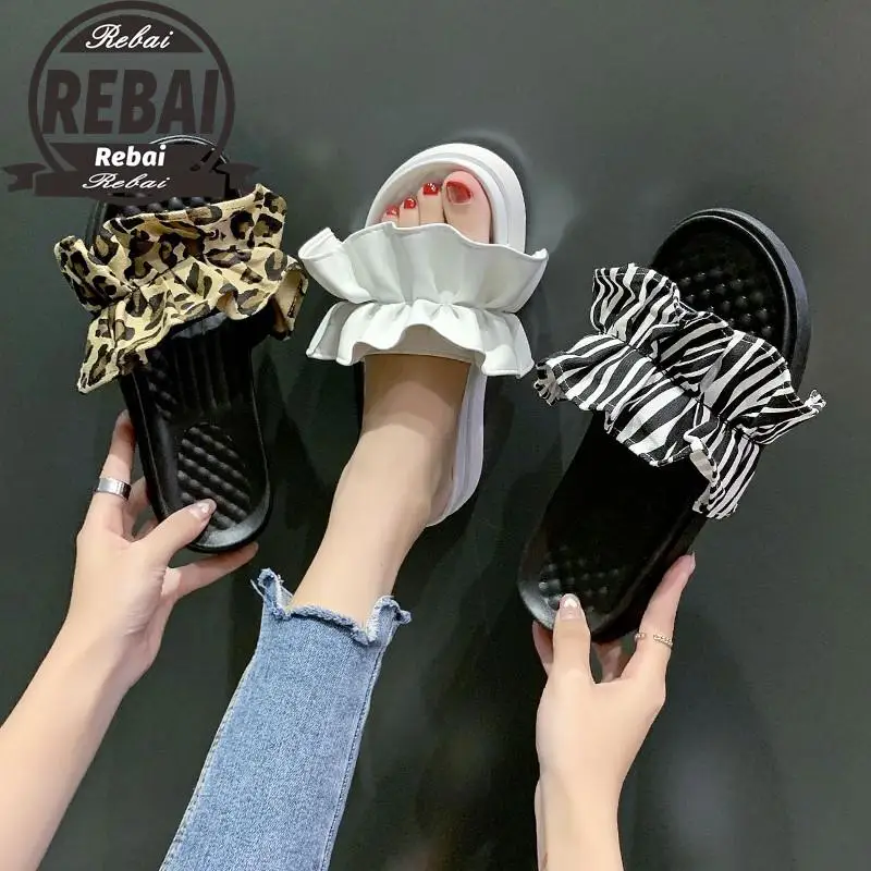 

Woman Leopard Snake Print Double Buckle Decorative Set To Wear Open-toed Flat Bottom Fashion Casual Sandals and Slippers Crocse