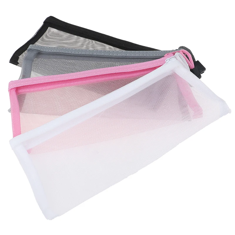 

Simple Transparent Mesh Pencil Case Office Student Pencil Cases Nylon Pen Bag School Stationery Supplies Gifts for Kid Student