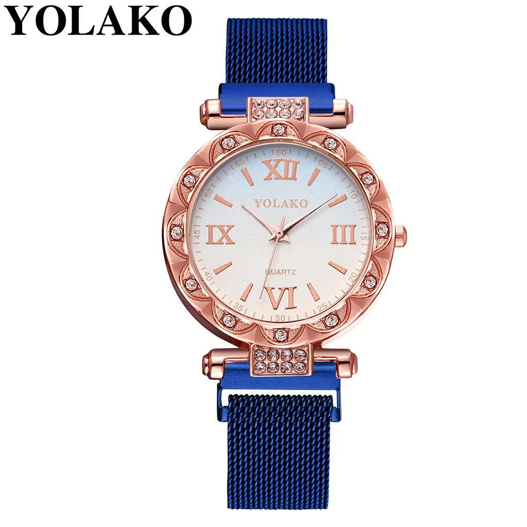 Часы YOLAKO женские кварцевые люксовые простые наручные часы с браслетом из