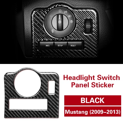Black TPIC для Ford Mustang 2009-2013 Автомобильный Интерьер Литье карбоновое волокно рама переключателя фар Накладка Регулировка наклейки для авто - Название цвета: Black