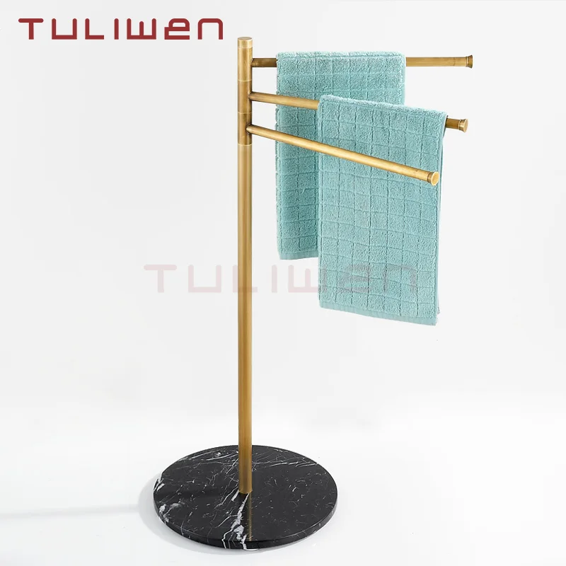 Античная латунная вешалка для полотенец ванной комнаты Бесплатная стойка полка