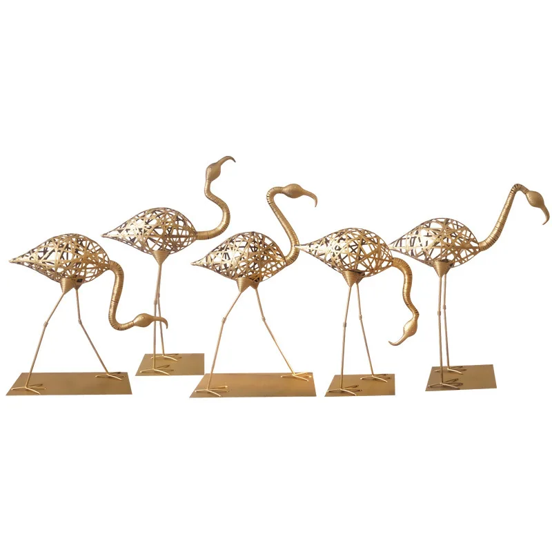 Decoraci&oacute;n de escultura de jard&iacute;n, adornos de Metal de estilo europeo para suelo exterior, flamenco de hierro forjado, accesorios de boda-1