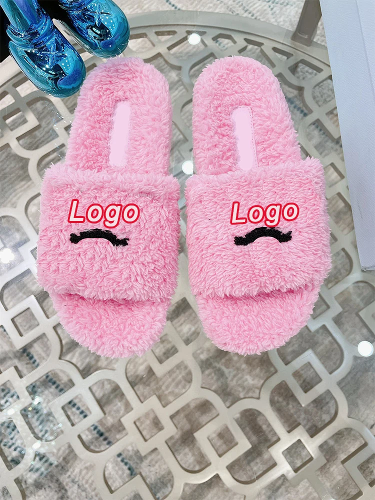 

2021 New Autumn And Winter Flat Shoes Women's Slippers Fashion Brand Household Cotton Slippers Luxury Designer Plush Slides