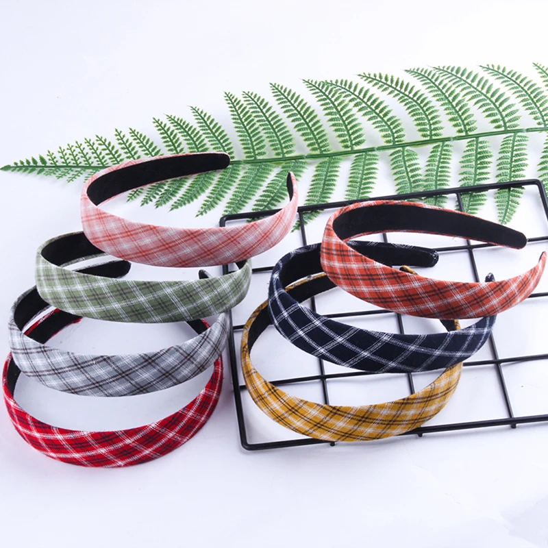 

2.5CM Vintage New Plaid Bezel Women Headband Girls Retro Simple Hair Bands Wide Hairband Hoop British Style Hair Accessories