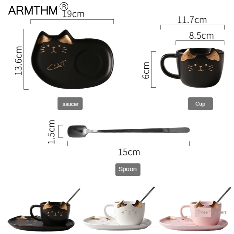 200 мл Керамика милый кот посуда чашки Кофе чашка с подносом и крышкой Ложки Посуда