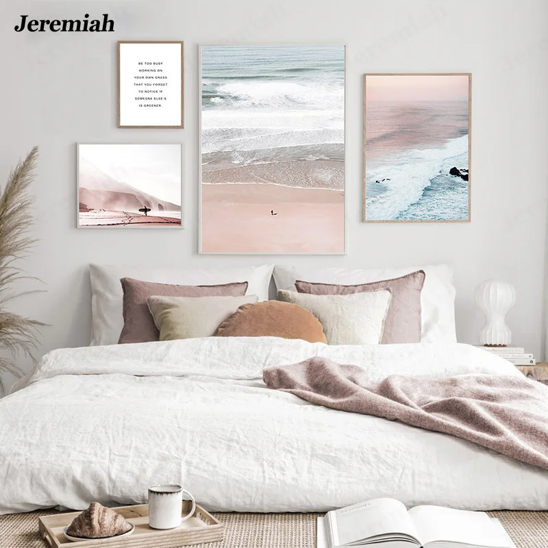 

Home Living Room Decoration Painting Ocean Wave Landscape Picture and Sunset Beach Desert Ins Poster Nordic Art Canvas Painting