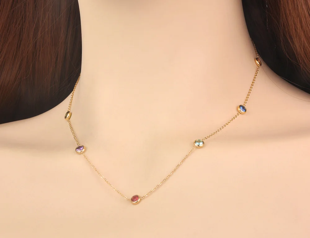 Lokaer Ожерелье из нержавеющей стали с цирконием