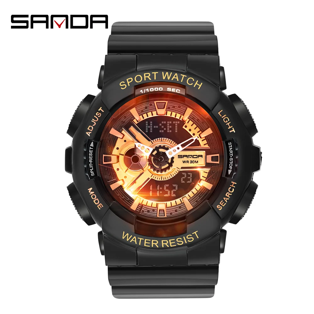 Часы наручные мужские с двойным дисплеем цифровые спортивные Водонепроницаемые