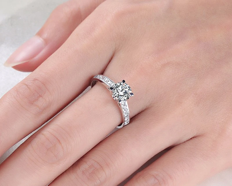 

Fashion Luxury Natural 925 Silver Ring Women Engagement Ring 1.0ct Lab Diamond Wedding Silver Bridal Rings Fine Jewelry