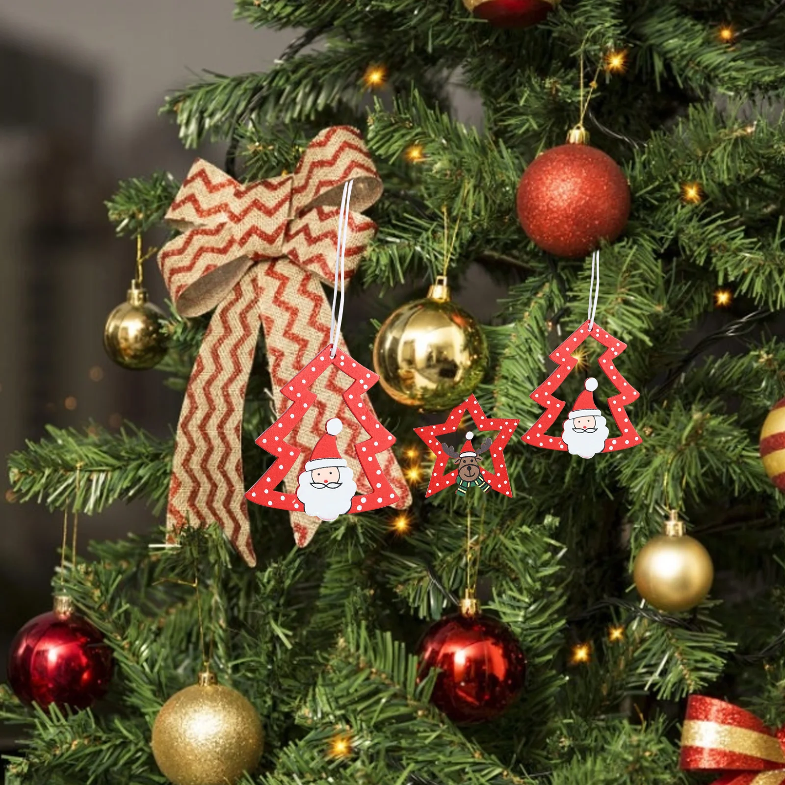 

12 шт., деревянные износостойкие подвески для ёлки