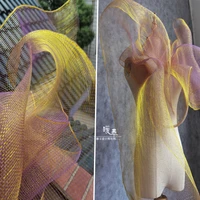 check hollowed mesh fabric golden gradient diy background decor coat skirts dress clothes fashion designer fabric