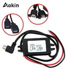 Адаптер питания для мотоцикла, 2 USB-порта постоянного тока 12 В до 5 В 3 а, с фиксированным преобразователем Micro usb