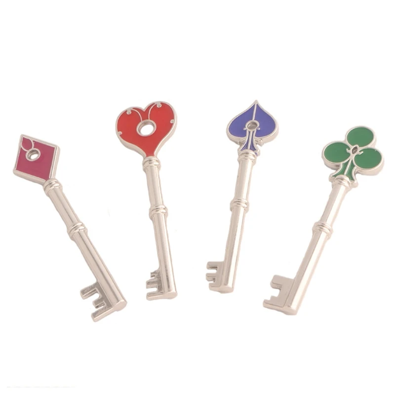 

4 Pcs Game Residents Evils Keychain Set RPD Square Plum Heart Key Police Playing Cards Badge Pendants Cosplay Keyrings