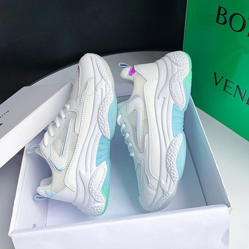 

Rainbow sole sneakers women's summer 2021 new mesh breathable and comfortable woman vulcanize shoes platform sneakers