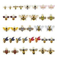 15pcs 15pairs fashion animals charms jewelry making enamel bee drop earrings pendant handmade accessories brooch pins keychain