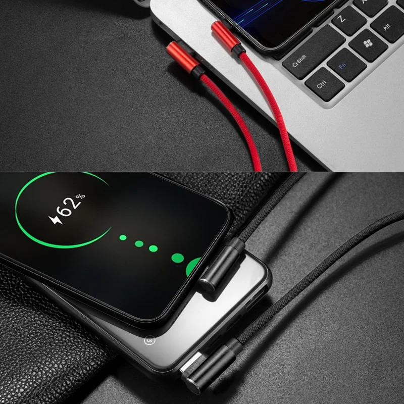 Короткий кабель USB C/Micro 25 см с двойным углом 90 градусов для внешнего аккумулятора