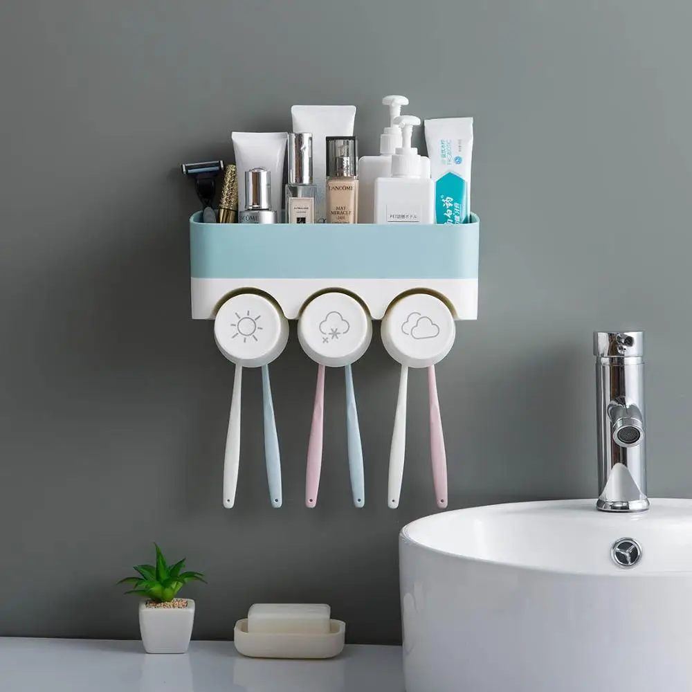 

Wall Mounted Toothbrush Holder Set Plastic Toothbrush Storage Shelf Toothbrush Accessories Bathroom Accessories Save Space