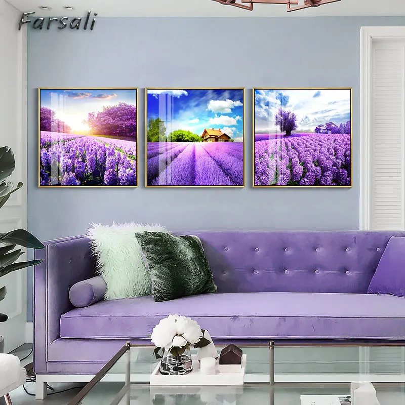

Scandinavian Lavender Flowers Poster Modern Canvas Painting Green Posters and Prints Home Decoration Bedroom Wall Art Pictures
