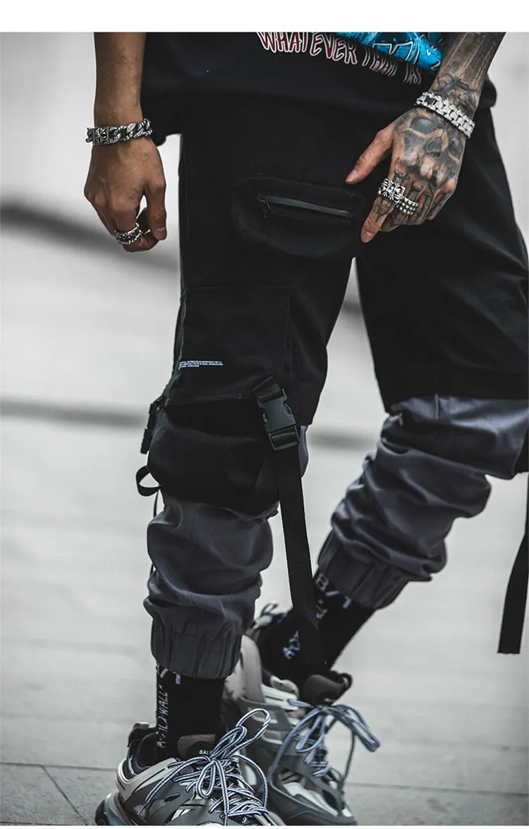 Хип-хоп Джоггеры мужские корейский стиль уличная одежда techwear брюки мужские modis повседневные брюки карго модные Сращенные черные брюки kpop