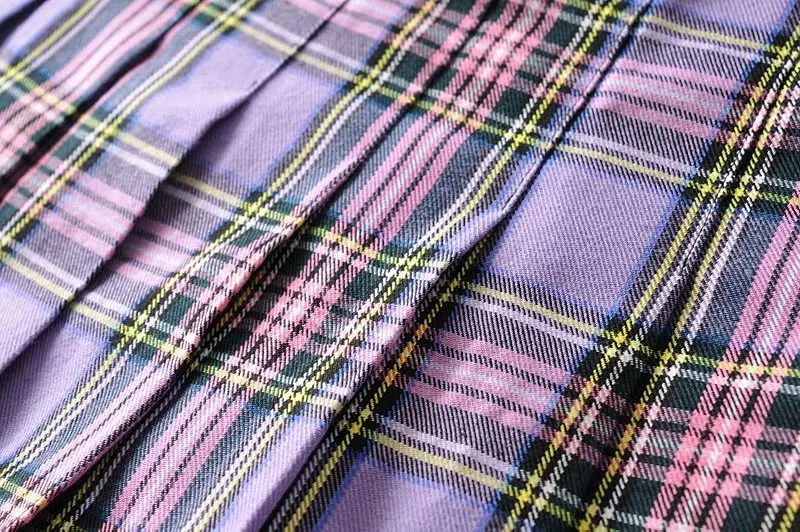 Женские юбки с высокой талией Bazaleas фиолетовые плиссированные в клетку