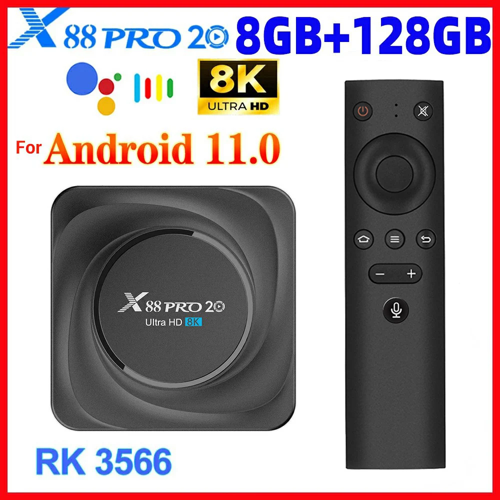 

ТВ-приставка X88 Pro 20, 8 + 64/128 ГБ, Android 11, 2,4/5,8 ГГц, Wi-Fi