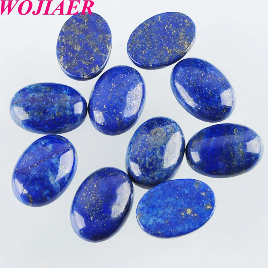 

WOJIAER Natural Lapis Lazuli Cabochon Beads Oval CAB 18x25x7mm Semi-precious Stones Fit Handmade Jewelry Women Men 10PCS PU8060