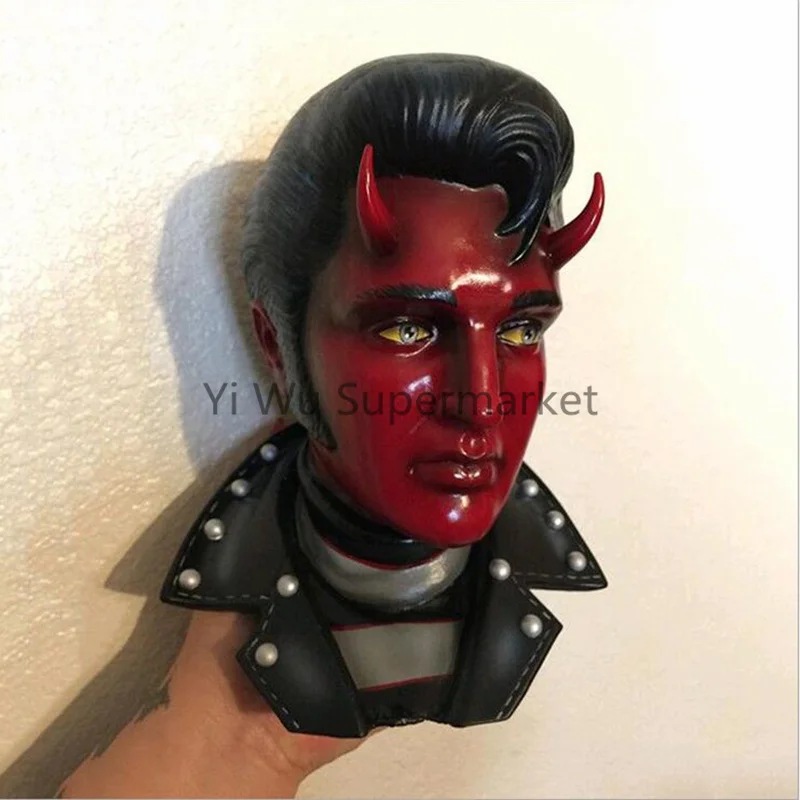 

3D украшения на Хэллоуин, голова демона, искусственная смола, красный лицо, персонаж, ремесла, скульптура, настольная статуэтка, декор для веч...