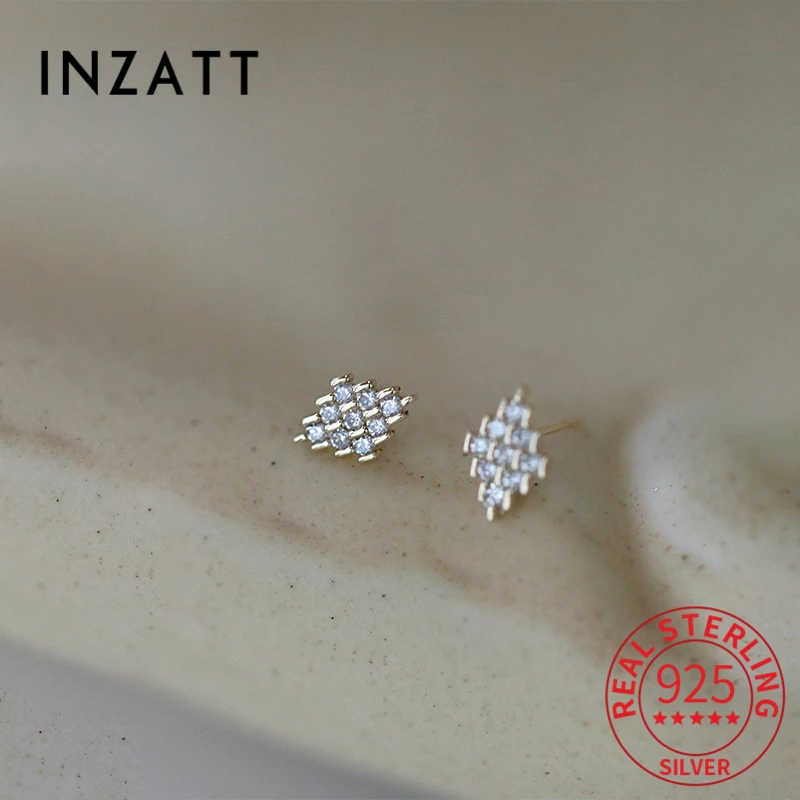

Серьги-гвоздики женские из серебра 925 пробы, квадратные, с фианитом