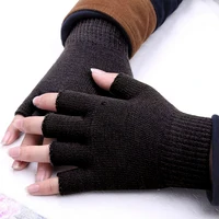 1pair winter fingerless knitted gloves unisex warm knitted gloves mens solid fingerless elastic mittens fingerless gloves
