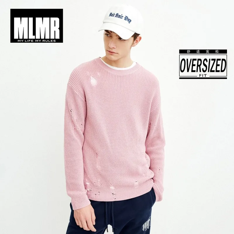 Мужской хлопковый свитер с длинным рукавом рваный 218324505 | Мужская одежда