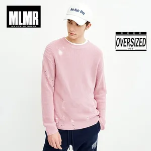 Мужской хлопковый свитер с длинным рукавом, рваный, 218324505