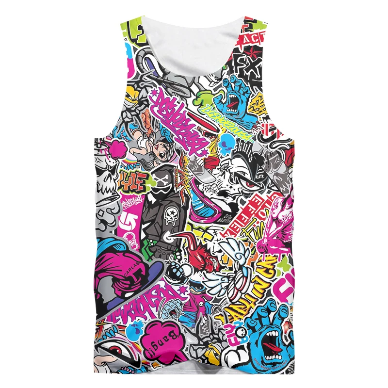 Майка с 3D-принтом граффити хипстерский Повседневный жилет без рукавов в стиле
