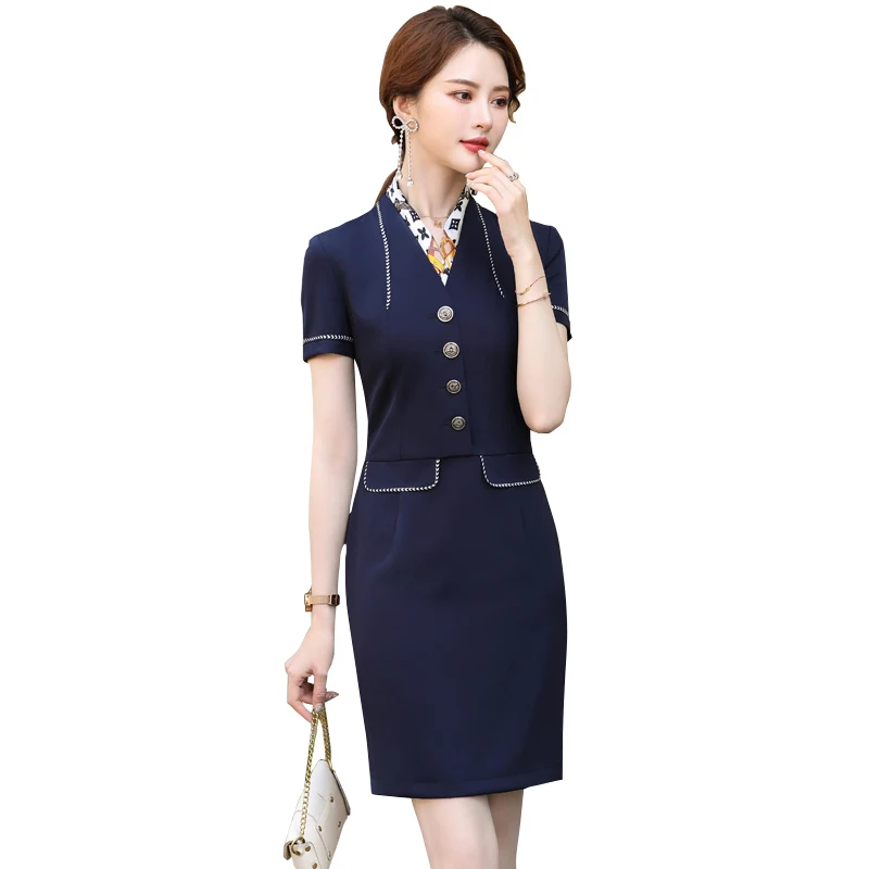 

Noble Elegant Graceful Business Dress Women's Spring and Summer Waist Slimming Goddess Stewardess Uniform Beauty